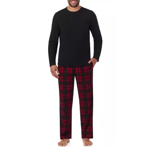 Cuddl Duds Men's Cozy Lodge Sleep Pajama Set Black & Red NEW Small - Picture 1 of 3